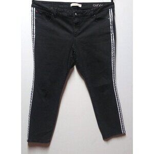 Womens Slink Jeans Ankle Jeggings Sz 20 white stripes curvy Black Stretch denim